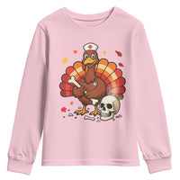 Funny Thanksgiving Nurse Turkey Youth Sweatshirt Fall RN - Wonder Print Shop