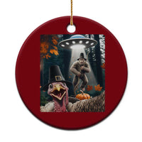 Thanksgiving Funny Bigfoot Turkey Selfie Ceramic Ornament - Wonder Print Shop