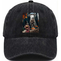 Thanksgiving Funny Bigfoot Turkey Selfie Washed Cotton Baseball Cap