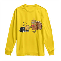 Funny Thanksgiving Long Sleeve Shirt Turkey Fake Cat Meow - Wonder Print Shop