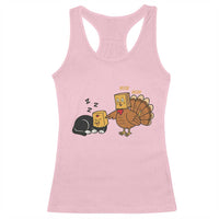Funny Thanksgiving Racerback Tank Top Turkey Fake Cat Meow - Wonder Print Shop