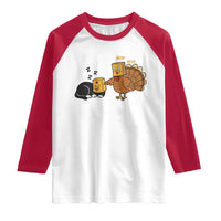 Funny Thanksgiving Raglan Shirt Turkey Fake Cat Meow - Wonder Print Shop