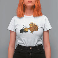 Funny Thanksgiving T Shirt For Women Turkey Fake Cat Meow - Wonder Print Shop