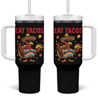 Funny Turkey Thanksgiving Tumbler With Handle Eat Tacos - Wonder Print Shop