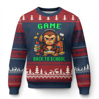 Funny Video Game Ugly Christmas Sweater Cute Monkey Back To School - Wonder Print Shop