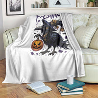 F Caw F Black Crow Halloween Meme Throw Blanket - Wonder Print Shop