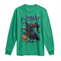 F Caw F Black Crow Halloween Meme Long Sleeve Shirt - Wonder Print Shop