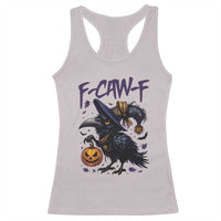 F Caw F Black Crow Halloween Meme Racerback Tank Top - Wonder Print Shop