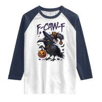 F Caw F Black Crow Halloween Meme Raglan Shirt - Wonder Print Shop