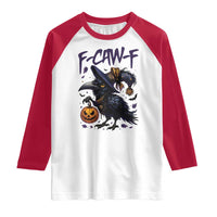 F Caw F Black Crow Halloween Meme Raglan Shirt - Wonder Print Shop