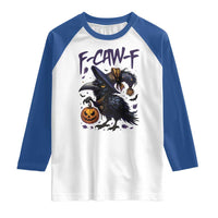 F Caw F Black Crow Halloween Meme Raglan Shirt - Wonder Print Shop