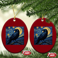 Starry Night Raven Moon Van Gogh Ceramic Ornament - Wonder Print Shop