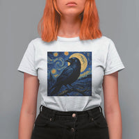 Starry Night Raven Moon Van Gogh T Shirt For Women - Wonder Print Shop