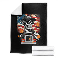 Patriotic Trucker Skeleton American Flag Throw Blanket - Wonder Print Shop