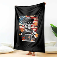 Patriotic Trucker Skeleton American Flag Throw Blanket - Wonder Print Shop