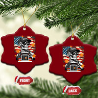 Patriotic Trucker Skeleton American Flag Ceramic Ornament - Wonder Print Shop