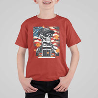 Patriotic Trucker Skeleton American Flag T Shirt For Kid - Wonder Print Shop
