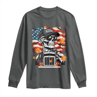 Patriotic Trucker Skeleton American Flag Long Sleeve Shirt - Wonder Print Shop