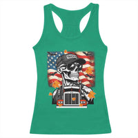 Patriotic Trucker Skeleton American Flag Racerback Tank Top - Wonder Print Shop