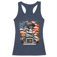 Patriotic Trucker Skeleton American Flag Racerback Tank Top - Wonder Print Shop