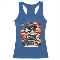 Patriotic Trucker Skeleton American Flag Racerback Tank Top - Wonder Print Shop