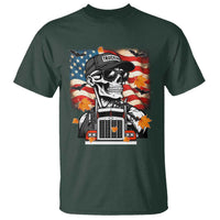 Patriotic Trucker Skeleton American Flag T Shirt - Wonder Print Shop