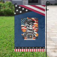 Patriotic Trucker Skeleton American Flag Garden Flag