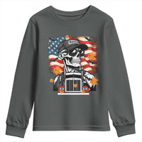 Patriotic Trucker Skeleton American Flag Youth Sweatshirt - Wonder Print Shop
