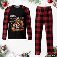 Funny Thanksgiving Plaid Pajama Set Turkey Moo - Wonder Print Shop