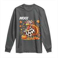 Funny Thanksgiving Long Sleeve Shirt Turkey Moo - Wonder Print Shop