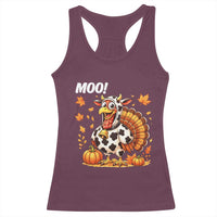 Funny Thanksgiving Racerback Tank Top Turkey Moo - Wonder Print Shop