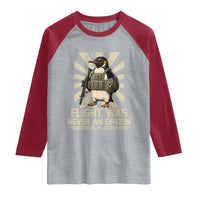 Flight was Never an Option Tactical Penguin Raglan Shirt Funny Bird Meme