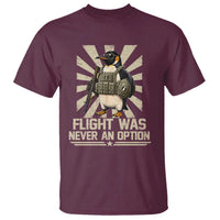Flight was Never an Option Tactical Penguin T Shirt Funny Bird Meme