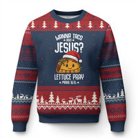 Funny Taco Xmas Ugly Christmas Sweater Wanna Taco Bout Jesus Lettuce Pray Mark 16:15 - Wonder Print Shop