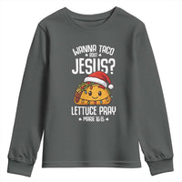 Funny Taco Christmas Youth Sweatshirt Wanna Taco Bout Jesus Lettuce Pray Mark 16:15 - Wonder Print Shop