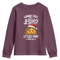 Funny Taco Christmas Youth Sweatshirt Wanna Taco Bout Jesus Lettuce Pray Mark 16:15 - Wonder Print Shop