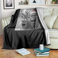 Funny Bigfoot Selfie Christmas Throw Blanket Santa Reindeer Sasquatch Xmas - Wonder Print Shop