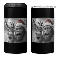 Funny Bigfoot Selfie Christmas 4 in 1 Can Cooler Tumbler Santa Reindeer Sasquatch Xmas - Wonder Print Shop
