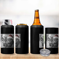 Funny Bigfoot Selfie Christmas 4 in 1 Can Cooler Tumbler Santa Reindeer Sasquatch Xmas - Wonder Print Shop
