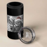 Funny Bigfoot Selfie Christmas 4 in 1 Can Cooler Tumbler Santa Reindeer Sasquatch Xmas - Wonder Print Shop