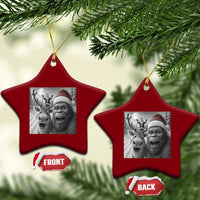 Funny Bigfoot Selfie Xmas Ceramic Ornament Santa Reindeer Sasquatch Xmas - Wonder Print Shop