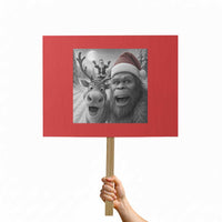 Funny Bigfoot Selfie Christmas Protest Sign Santa Reindeer Sasquatch Xmas - Wonder Print Shop