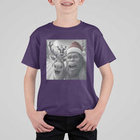 Funny Bigfoot Selfie Christmas T Shirt For Kid Santa Reindeer Sasquatch Xmas - Wonder Print Shop