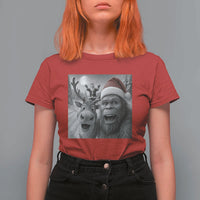 Funny Bigfoot Selfie Christmas T Shirt For Women Santa Reindeer Sasquatch Xmas - Wonder Print Shop