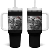 Funny Bigfoot Selfie Christmas Tumbler With Handle Santa Reindeer Sasquatch Xmas - Wonder Print Shop