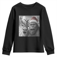 Funny Bigfoot Selfie Christmas Youth Sweatshirt Santa Reindeer Sasquatch Xmas - Wonder Print Shop