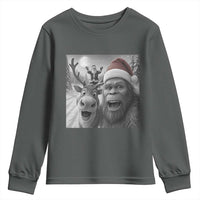 Funny Bigfoot Selfie Christmas Youth Sweatshirt Santa Reindeer Sasquatch Xmas - Wonder Print Shop