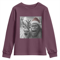 Funny Bigfoot Selfie Christmas Youth Sweatshirt Santa Reindeer Sasquatch Xmas - Wonder Print Shop