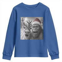 Funny Bigfoot Selfie Christmas Youth Sweatshirt Santa Reindeer Sasquatch Xmas - Wonder Print Shop