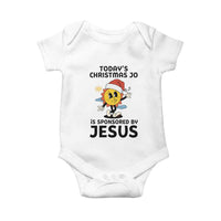 Funny Jesus Christian Christmas Baby Onesie Today Is Good Mood Is Sponsored By Jesus - Wonder Print Shop
